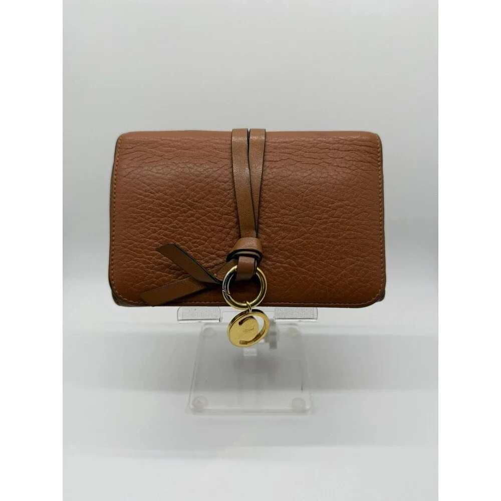 Chloé Alphabet Leather Trifold Wallet Purse Brown/141
